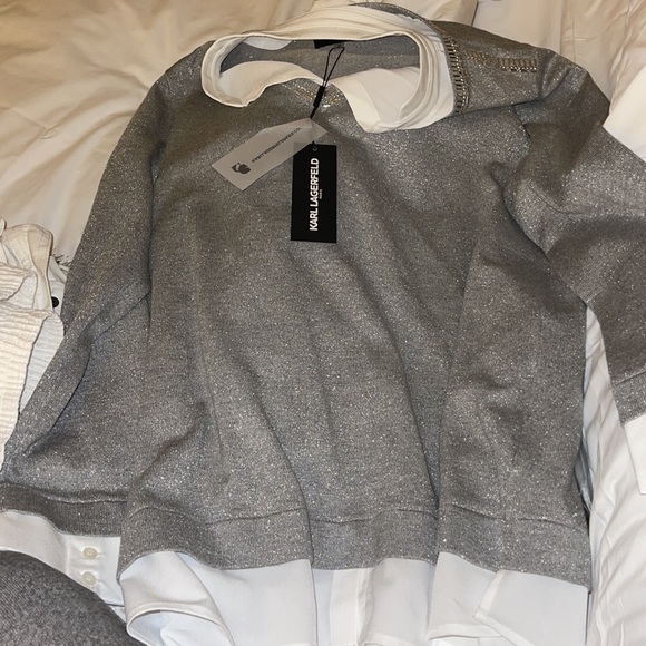 Karl Lagerfeld twofer top silver Medium - Picture 7 of 8